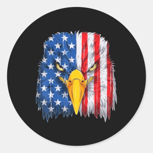 Eagle Head American Flag Patriotic op 4 juli Ronde Sticker (Voorkant)