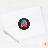 Eagle Head American Flag Patriotic op 4 juli Ronde Sticker (Envelop)