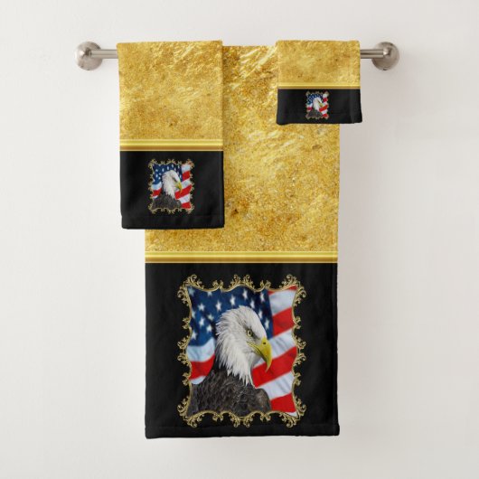 Eagle head and a American flag gold foil design Bad Handdoek (Insitu)