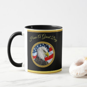 Eagle head and a American flag gold foil design Mok
