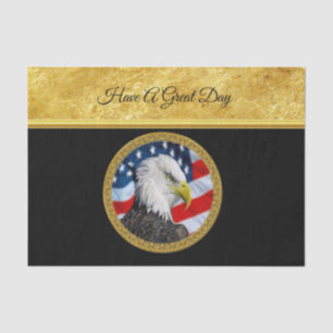 Eagle head and a American flag gold foil design Tissuepapier