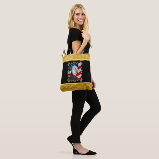 Eagle head and a American flag gold foil design Tote Bag (Op model)
