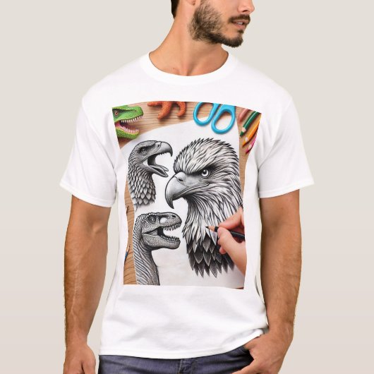 Eagle Head en dinosaurus T-shirt (Voorkant)