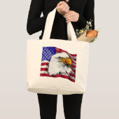 Eagle Head met vlag canvas tas (Voorkant (product))