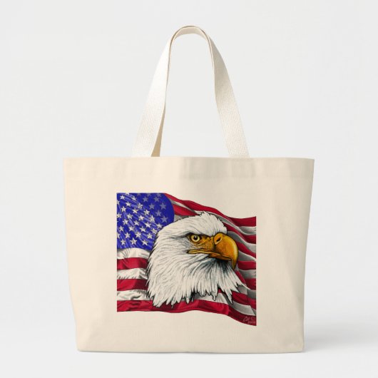 Eagle Head met vlag canvas tas (Voorkant)