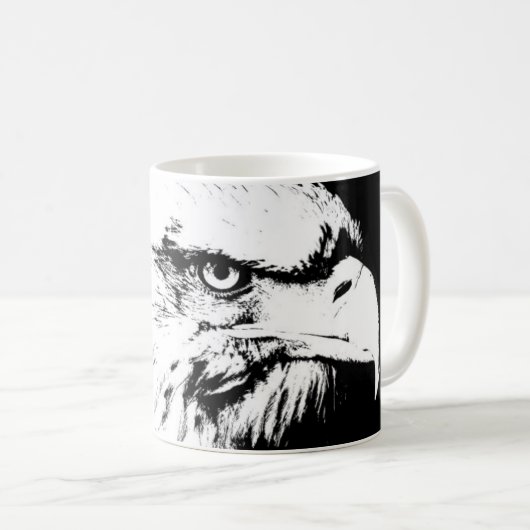 Eagle Head Moderne Pop Art Sjabloon Jouw tekst toe Koffiemok (Voorkant rechts)