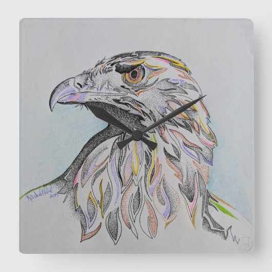 Eagle head, Wilde Eagle, wilde vogel, Bald Eagle,  Vierkante Klok (Voorkant)