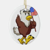 Eagle holding flag at 4 juli | Achterkleur kiezen Keramisch Ornament (Rechts)