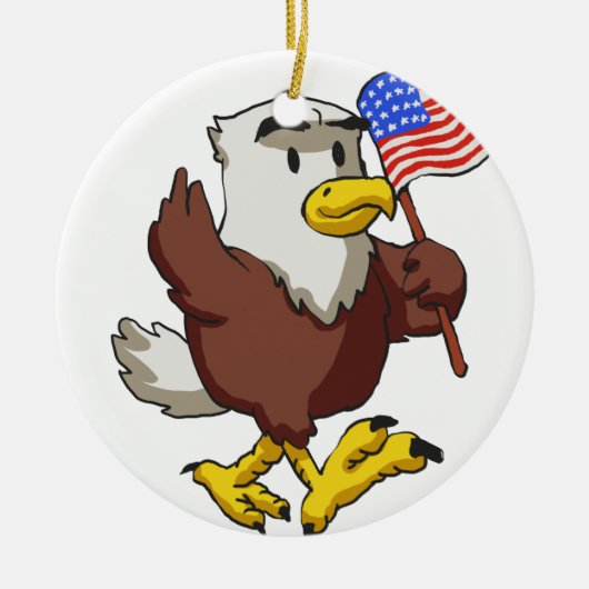 Eagle holding flag at 4 juli | Achterkleur kiezen Keramisch Ornament (Voorkant)