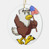 Eagle holding flag at 4 juli | Achterkleur kiezen Keramisch Ornament (Links)
