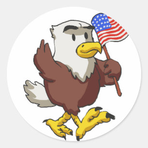 Eagle holding flag at 4 juli   Achterkleur kiezen Ronde Sticker