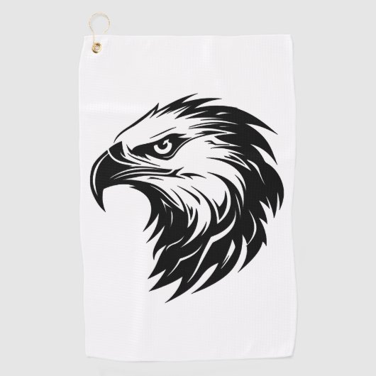 Eagle hoofd vogel van prooi silhouet golfhanddoek (Voorkant)