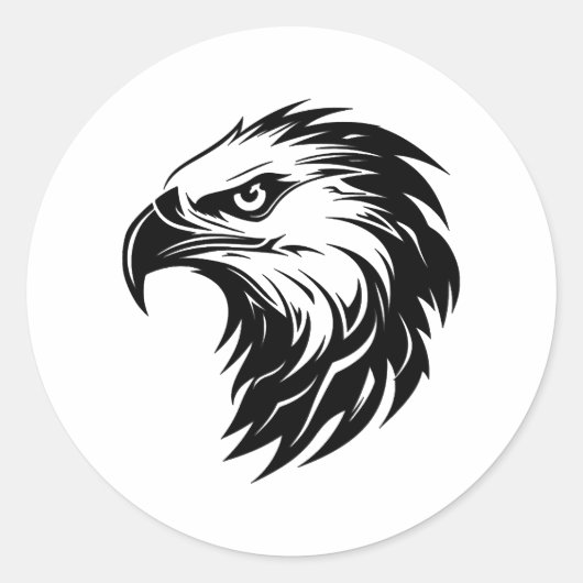 Eagle hoofd vogel van prooi silhouet ronde sticker (Voorkant)