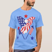 Eagle in American Flag Rockets Patriotic Holiday T-shirt (Voorkant)