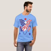 Eagle in American Flag Rockets Patriotic Holiday T-shirt (Voorkant volledig)