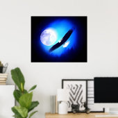 Eagle in Flight & Full Moon Print Eagles Posters (Thuiskantoor)