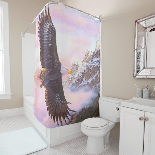 Eagle in Mist (vogel van Prey) Douchegordijn (In situ)
