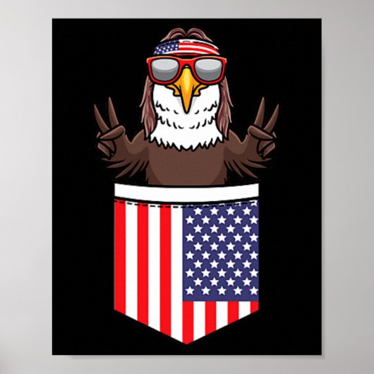 Eagle in Pocket Patriotic Independence Day 4e van Poster (Voorkant)