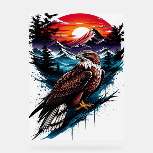 Eagle in the mountain acryl bord (Voorkant)