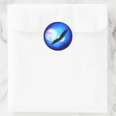 Eagle in vlucht en volle maan ronde sticker (Tas)