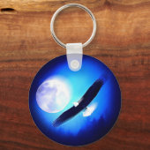 Eagle in vlucht en volle maan sleutelhanger (Voorkant)