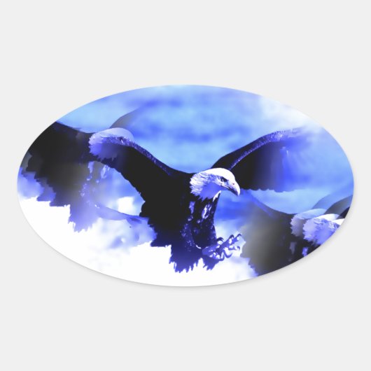 Eagle in vlucht ovale sticker (Voorkant)