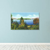 Eagle Island en Lower Saranac Lake Uitzicht Canvas Afdruk (Insitu (Houten vloer))