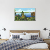 Eagle Island en Lower Saranac Lake Uitzicht Canvas Afdruk (Insitu (Slaapkamer))
