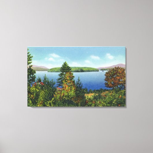 Eagle Island en Lower Saranac Lake Uitzicht Canvas Afdruk (Voorkant)