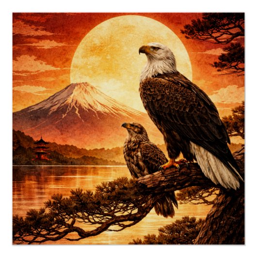 Eagle Japanese Landscape pastor Perfect Poster (Voorkant)