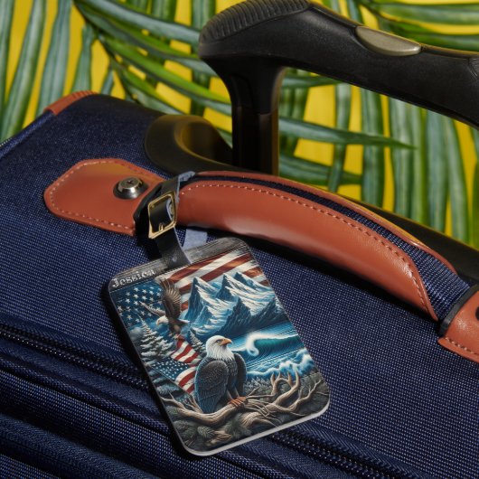 Eagle kijken over winter wonderland bagagelabel (Voorkant Insitu 1)