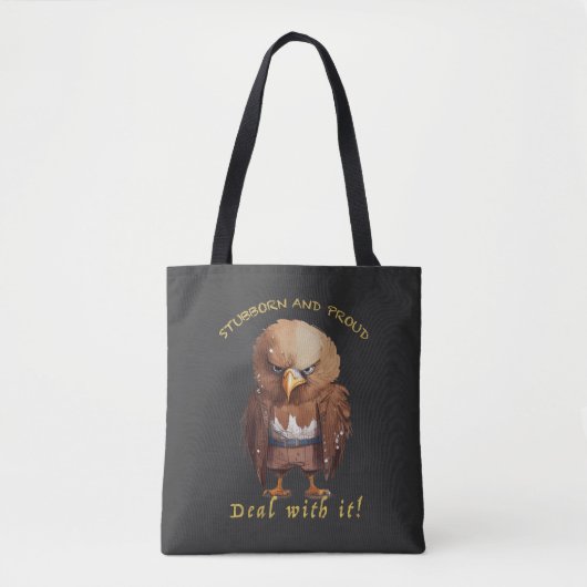 Eagle Koppig Deal Met Het Schattig Schattig Grappi Tote Bag (Voorkant)