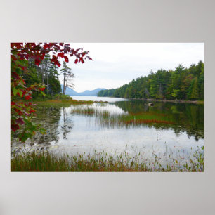 Eagle Lake en Red Maple Leaves II Poster