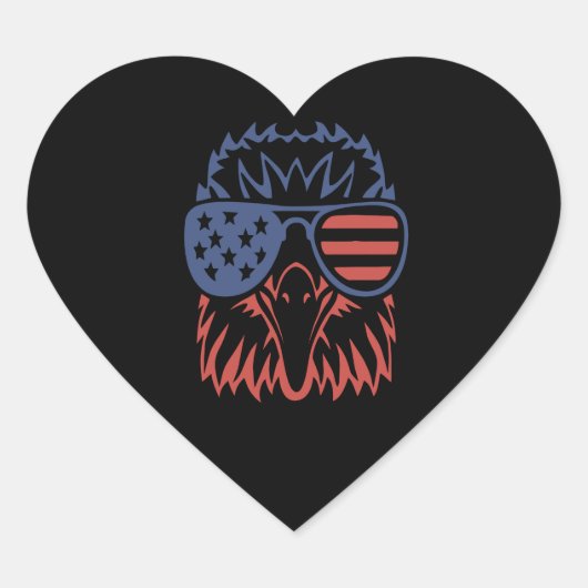 Eagle Lover Gift | Eagle American Flag Independenc Hart Sticker (Voorkant)