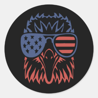 Eagle Lover Gift | Eagle American Flag Independenc Ronde Sticker