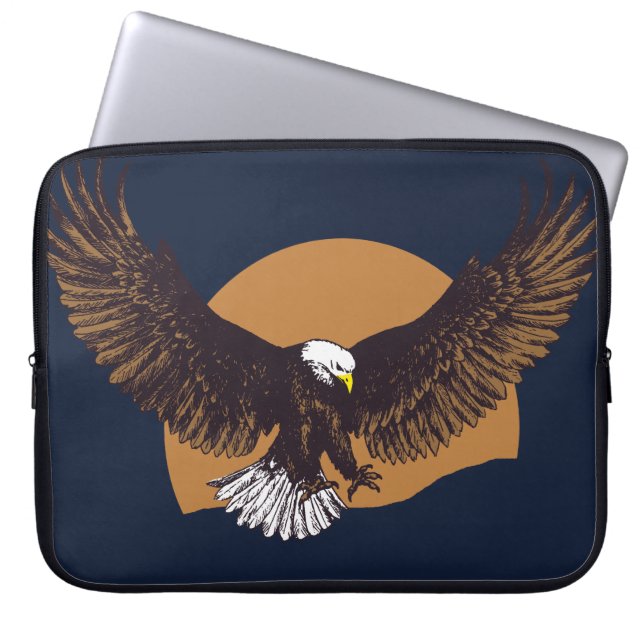 Eagle maan pen en inkttekening laptop sleeve (Voorkant)