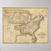  Eagle Map Verenigde Staten (1833) Poster (Voorkant)
