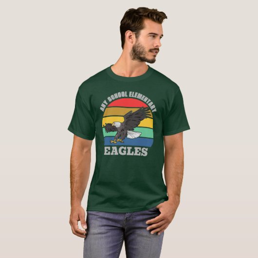 Eagle Mascot School Sjabloon T-Shirt (Voorkant volledig)