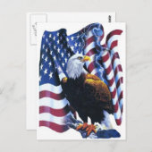 Eagle met Amerikaanse vlag Briefkaart (Voorkant / Achterkant)