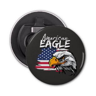 Eagle met Amerikaanse vlag Button Flesopener