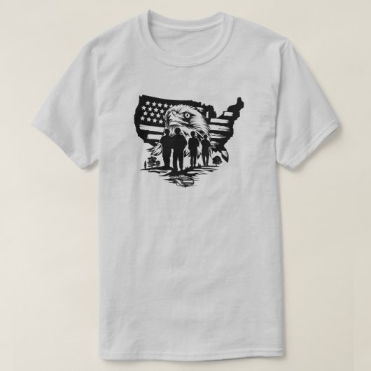 Eagle met Amerikaanse vlag en soldaten T-shirt (Design voorkant)