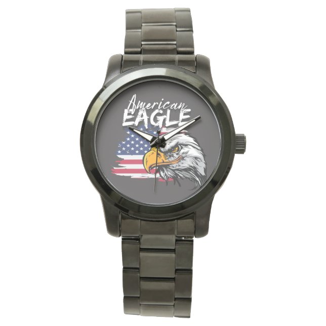 Eagle met Amerikaanse vlag Horloge (Voorkant)
