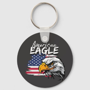 Eagle met Amerikaanse vlag Sleutelhanger