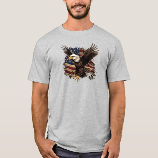 Eagle met Amerikaanse vlag T-Shirt (Voorkant)