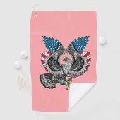 Eagle met Amerikaanse vlagkleur Golf Towel Golfhanddoek (Insitu)