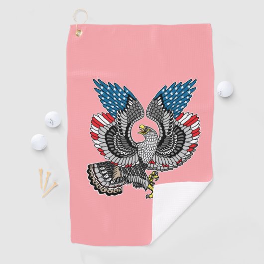 Eagle met Amerikaanse vlagkleur Golf Towel Golfhanddoek (Insitu)