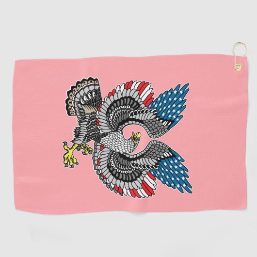 Eagle met Amerikaanse vlagkleur Golf Towel Golfhanddoek (Horizontaal)