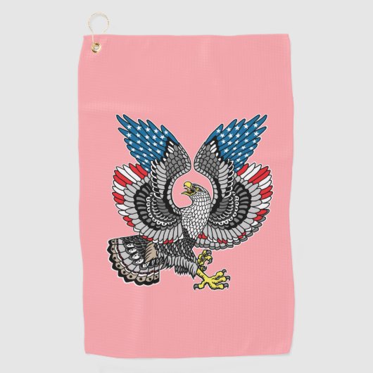 Eagle met Amerikaanse vlagkleur Golf Towel Golfhanddoek (Voorkant)