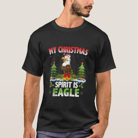 Eagle met kerstmuts Mijn kerstgeest is Eag T-shirt (Voorkant)
