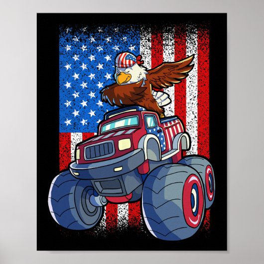 Eagle Monster Truck 4 juli Jongens Amerikaanse vla Poster (Voorkant)